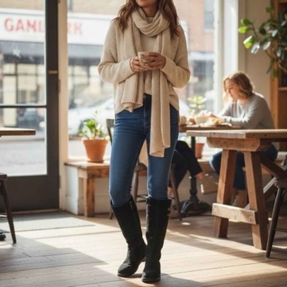 Women’s Black Suede Leather Zip Side Boots Low Platform EU37 Fits US 6 Shearling